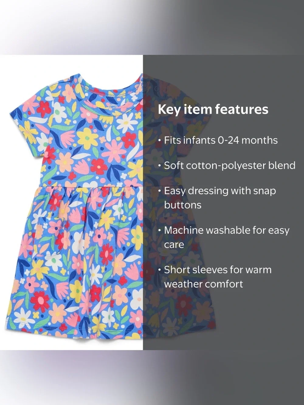 Wonder Nation Girls 24M Blue Floral Play Dress Boho Summer Fairy Cottagecore